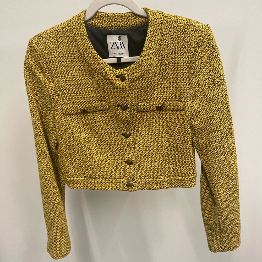 Zara Cropped Button Up Jacket